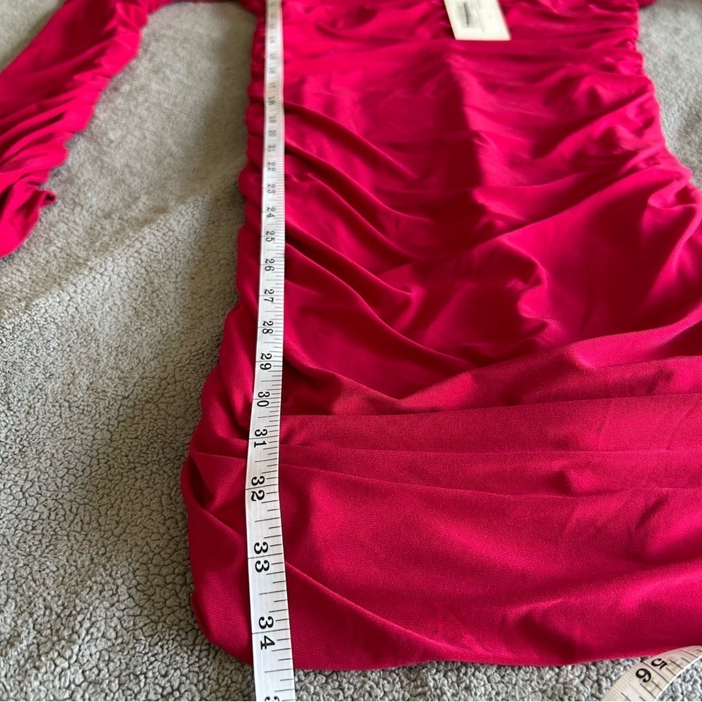 Club L London Muse Raspberry, Red Ruched Bodycon, Club, Baddie, Dress - Picture 10 of 10